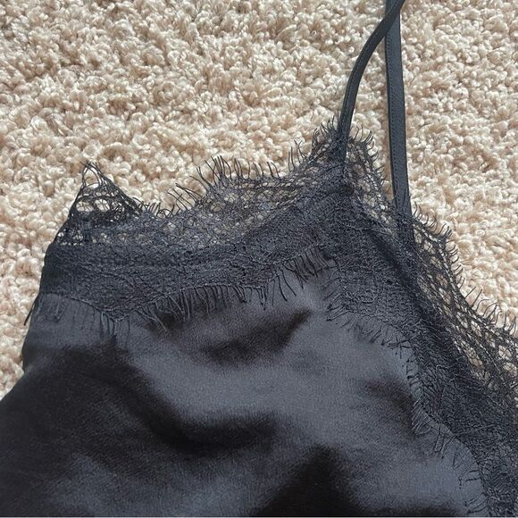 nordstrom open edit black lace silk cami top - Picture 2 of 4